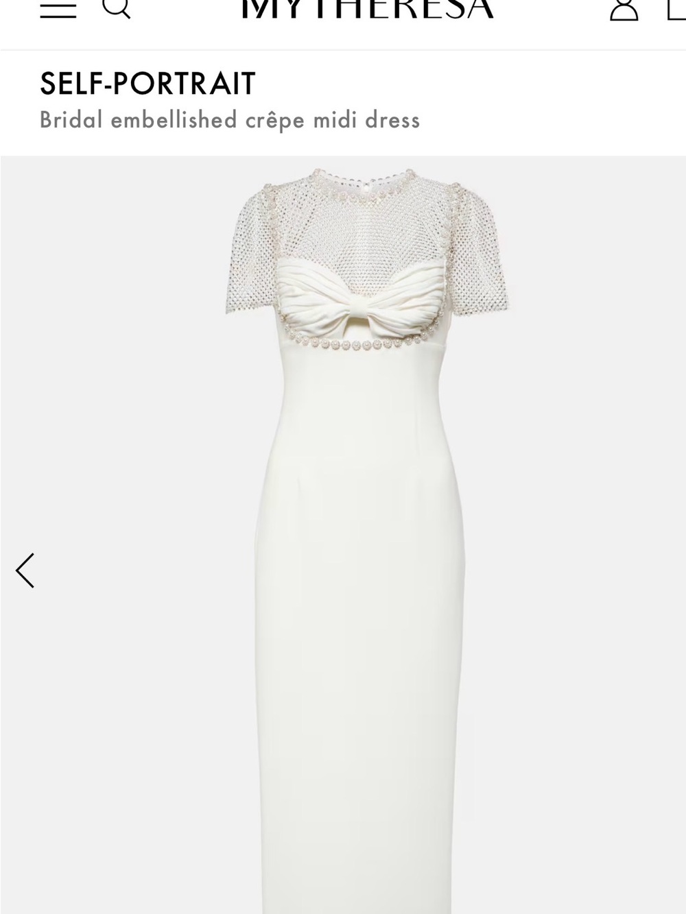 Self-Portrait White Strapless Gown with Crystal Mesh Overlay